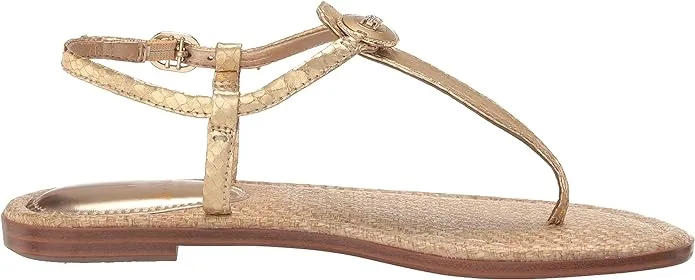 Sam Gold Refined Open Flat Signet Embellished Toe Ankle Strap Sandal Edelman Eye-catching Gigi Thong
