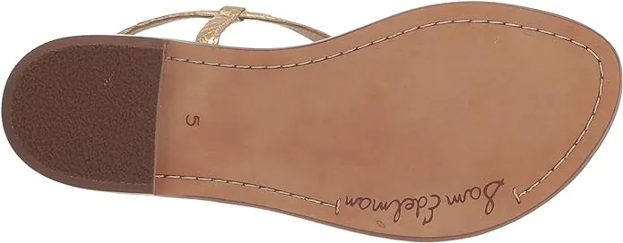Sam Gold Refined Open Flat Signet Embellished Toe Ankle Strap Sandal Edelman Eye-catching Gigi Thong