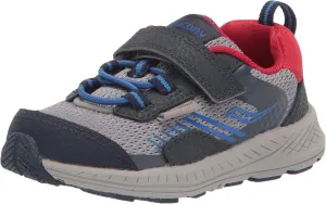 Saucony Wind Shield Alternative Closure Jr. Running Shoe, Navy/Grey/Red, 5 US Unisex Little Kid