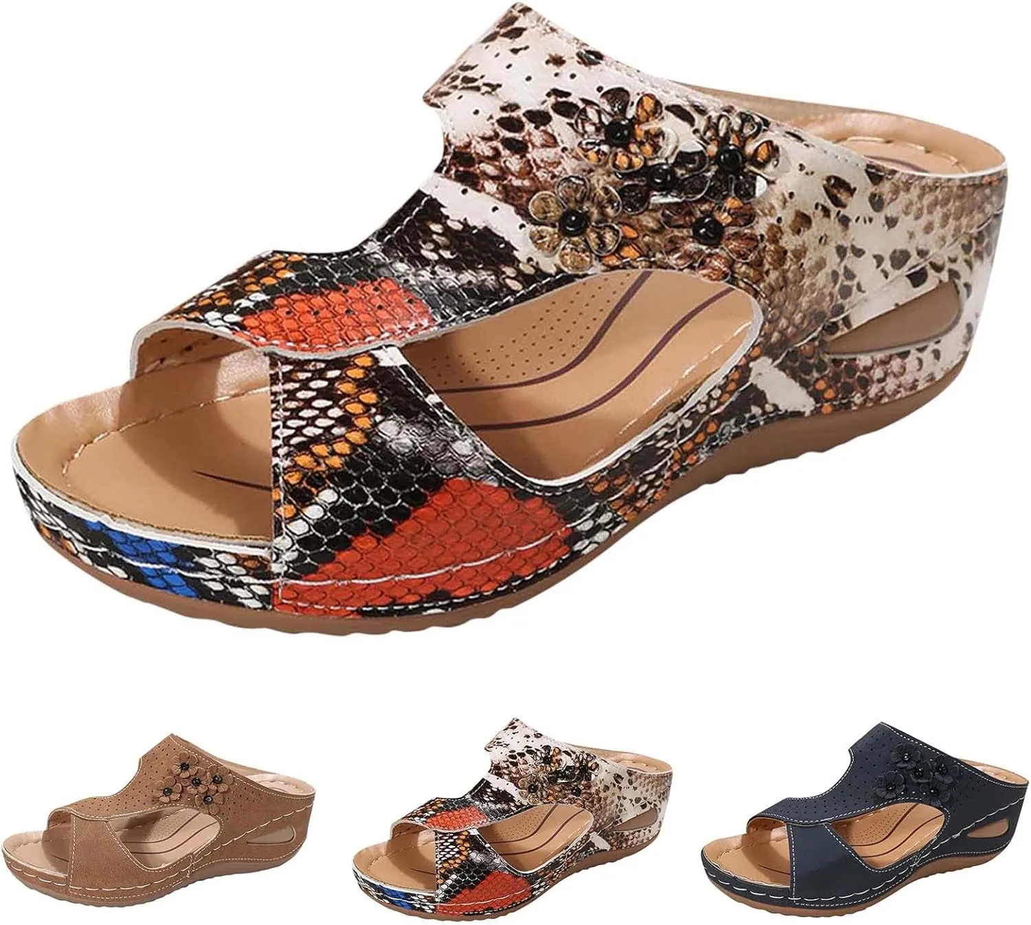 SBGMoSJ Orthopedic Flats for Women 2024 Summer Dress Sandals for Women Gold Sandals for Women Dressy Wide Width Women's Summer Sandals White Orthopedic Flip Flops with Back Strap Women Slides Sandals