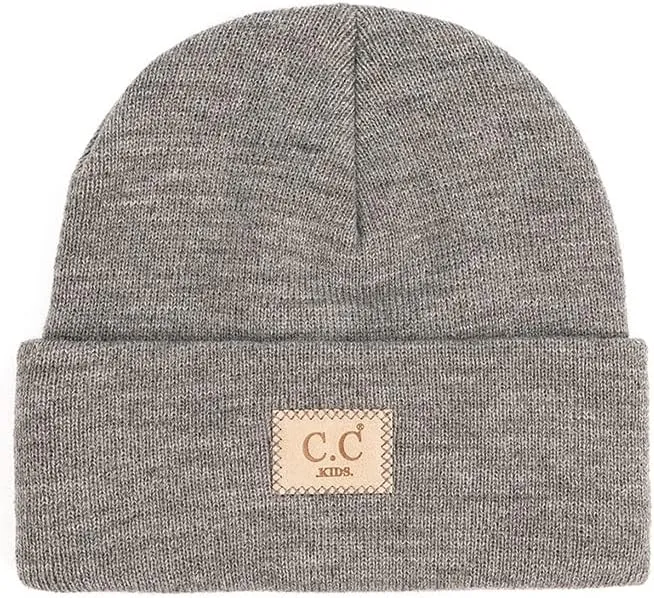 ScarvesMe Exclusive Kids Classic Ribbed Beanie Hat with Suede Patch