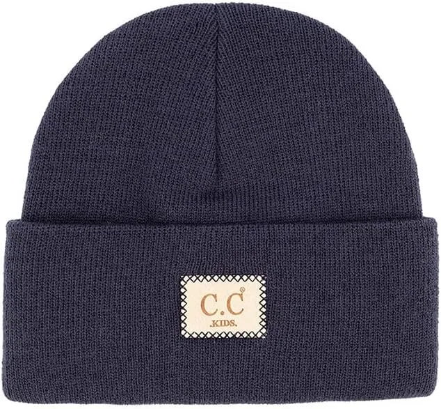 ScarvesMe Exclusive Kids Classic Ribbed Beanie Hat with Suede Patch