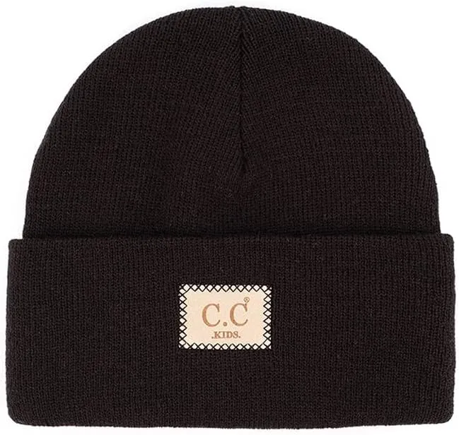 ScarvesMe Exclusive Kids Classic Ribbed Beanie Hat with Suede Patch