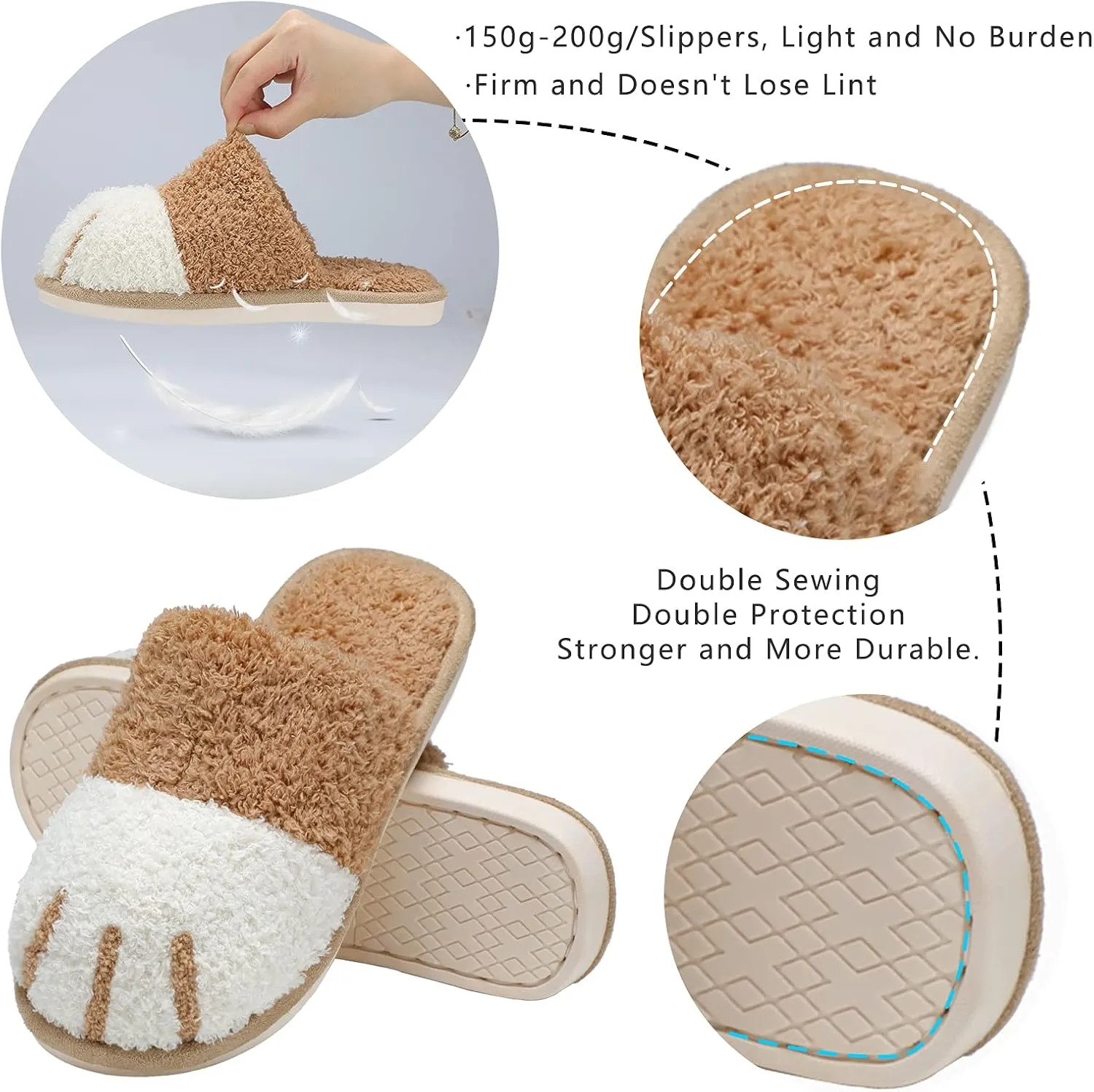 SINNO Cute Animal Slippers for Women Indoor Outdoor Memory Foam House Slipper Soft Warm Cozy Fuzzy Bedroom Non-Slip Shoes Christmas Gift ladies