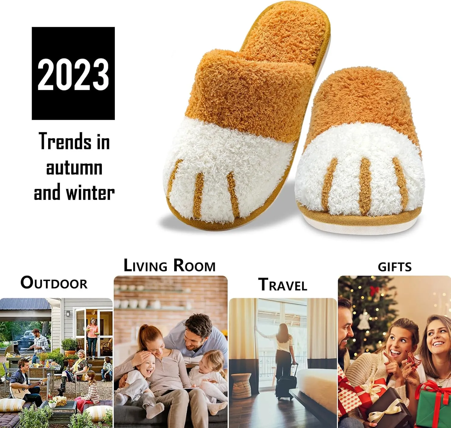 SINNO Cute Animal Slippers for Women Indoor Outdoor Memory Foam House Slipper Soft Warm Cozy Fuzzy Bedroom Non-Slip Shoes Christmas Gift ladies