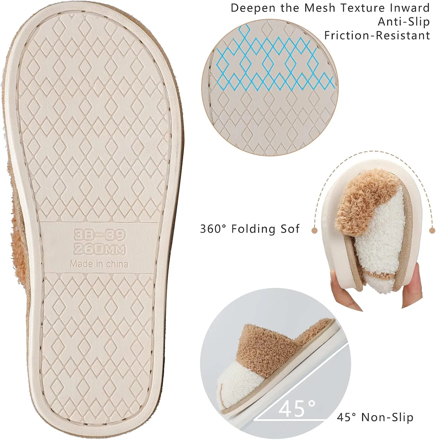 SINNO Cute Animal Slippers for Women Indoor Outdoor Memory Foam House Slipper Soft Warm Cozy Fuzzy Bedroom Non-Slip Shoes Christmas Gift ladies