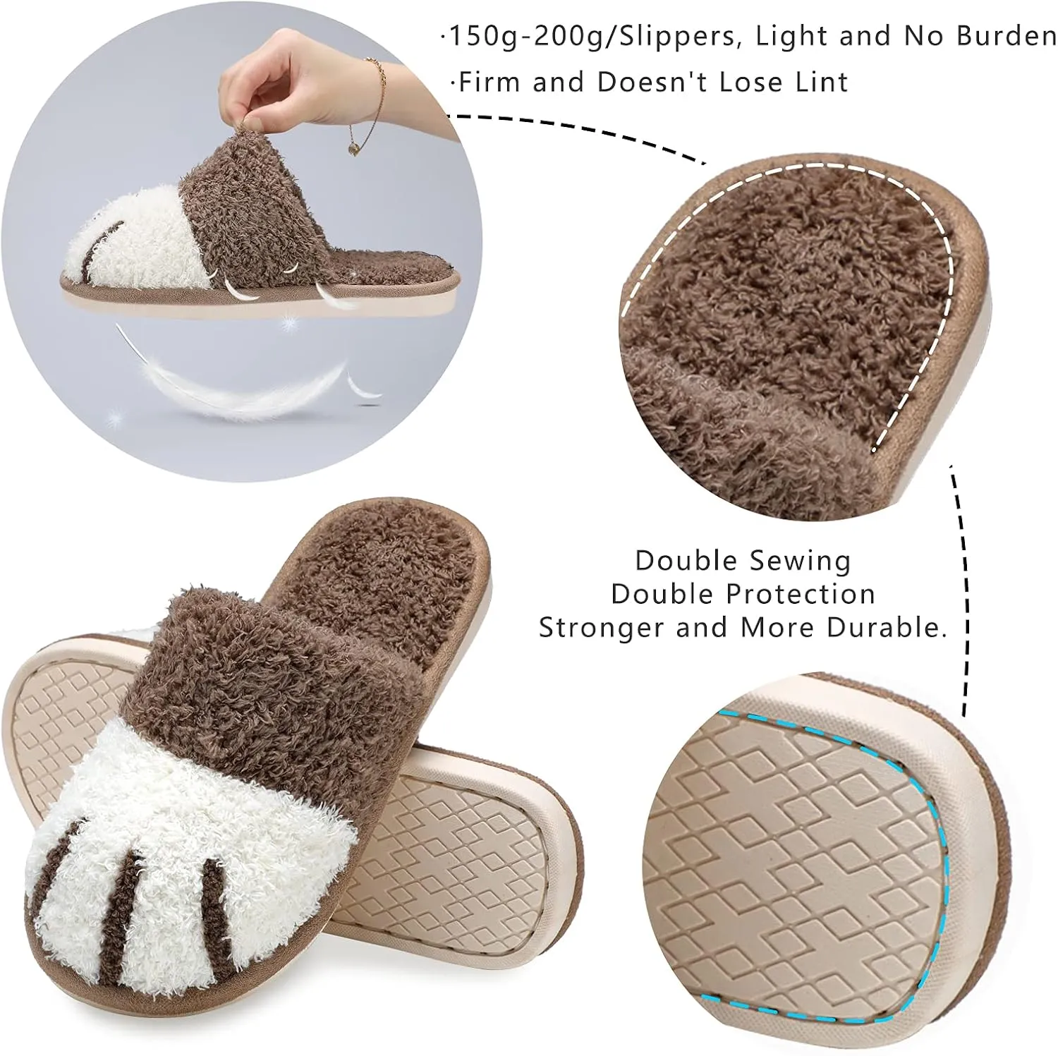 SINNO Cute Animal Slippers for Women Indoor Outdoor Memory Foam House Slipper Soft Warm Cozy Fuzzy Bedroom Non-Slip Shoes Christmas Gift ladies