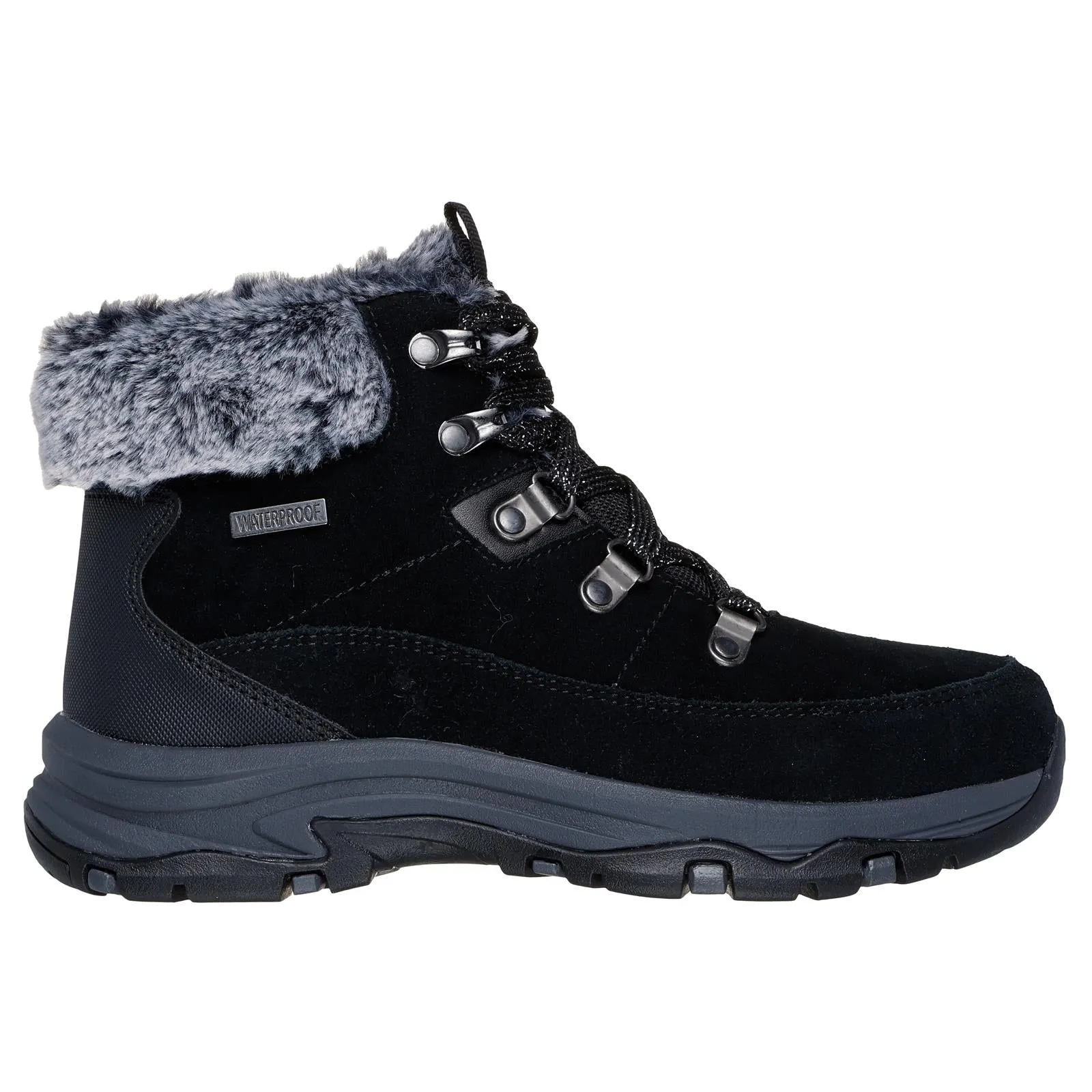 Skechers Womens Black Waterproof Boots Lace Up Memory Foam 167882/BLK