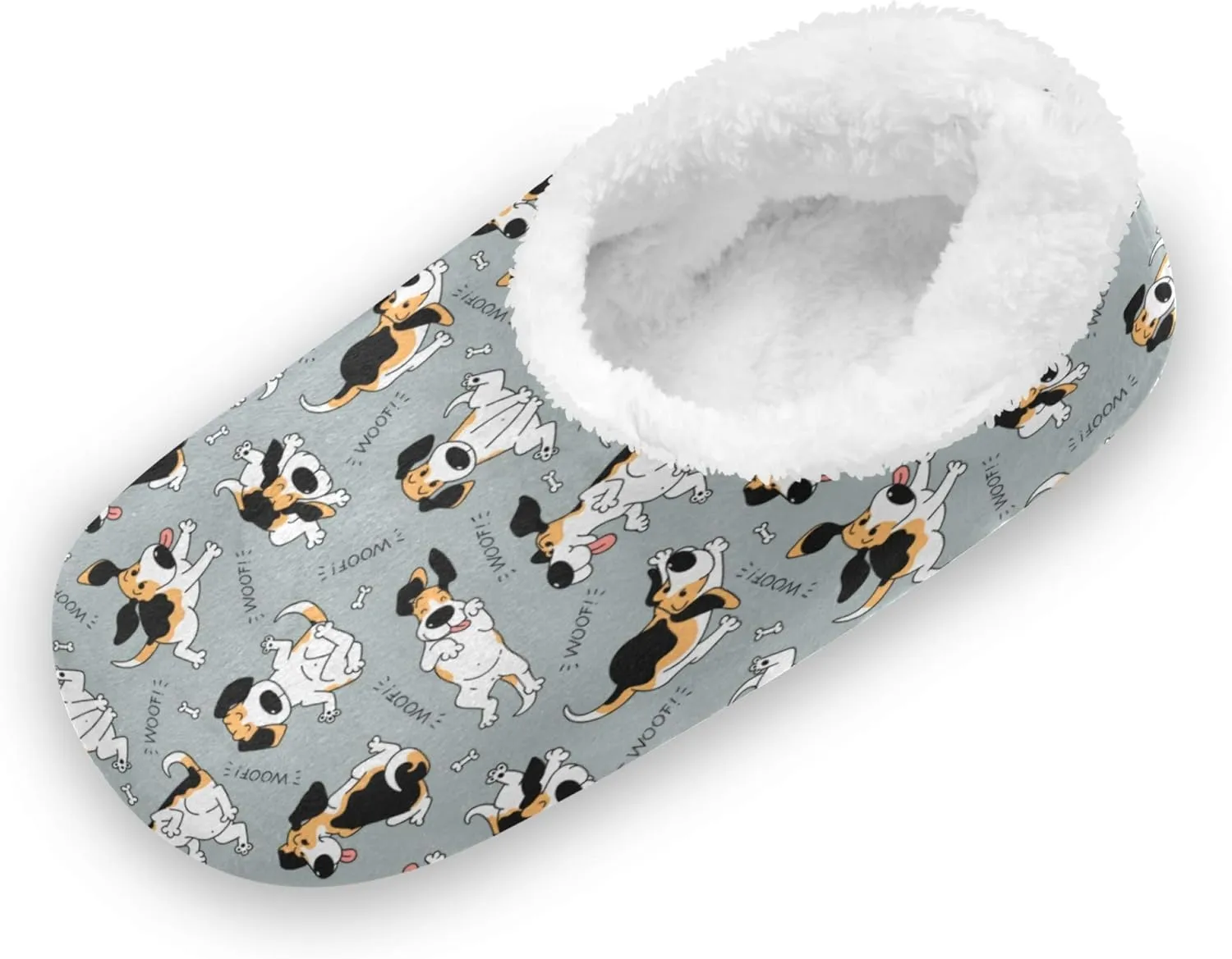 Slipper for Women and Men Fuzzy Memory Foam Soft House Shoes Anti-Skid Sole Coral Fleece House Slipper Beagle Dog On Brown M-XXL