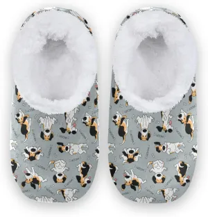 Slipper for Women and Men Fuzzy Memory Foam Soft House Shoes Anti-Skid Sole Coral Fleece House Slipper Beagle Dog On Brown M-XXL