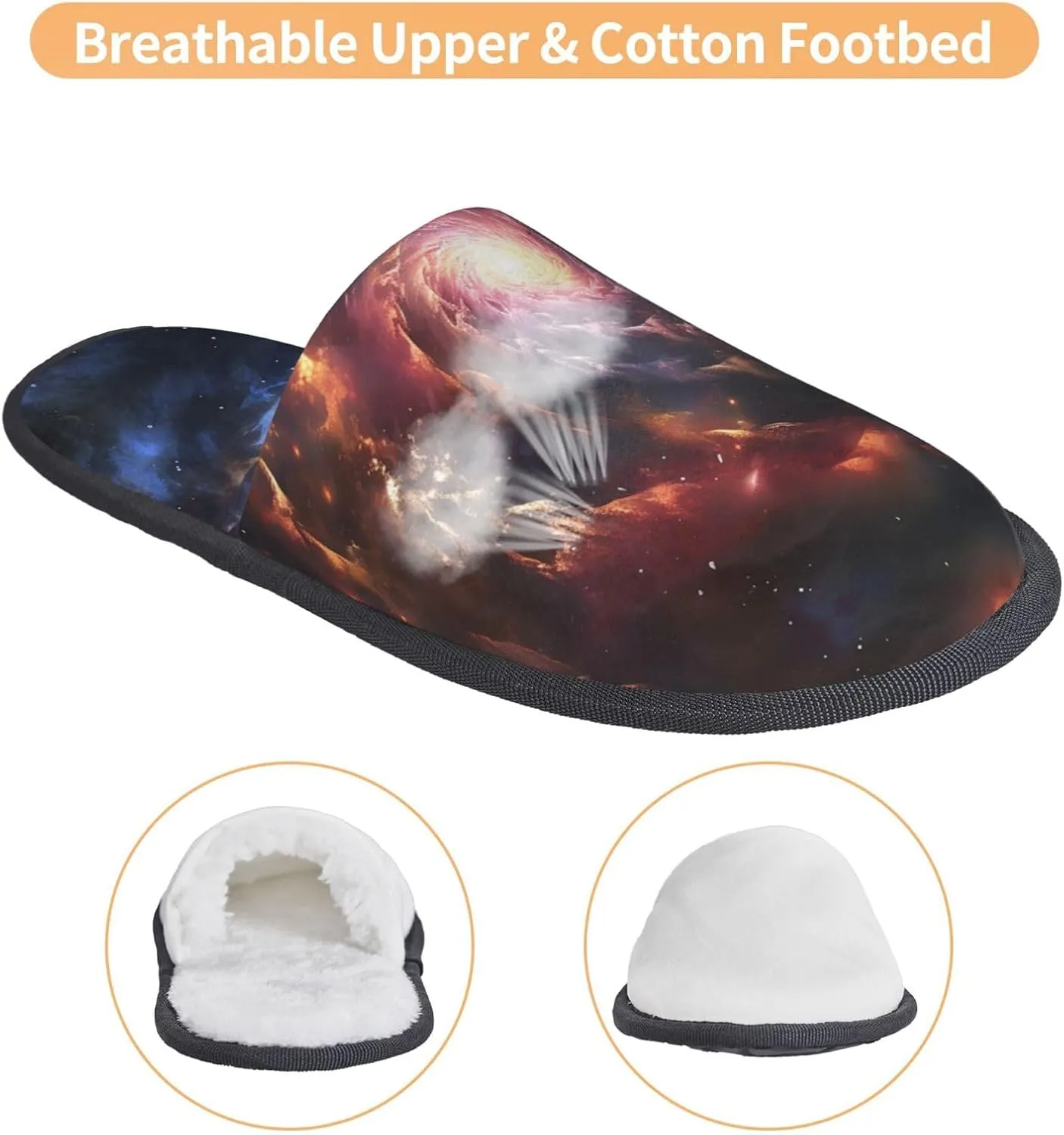 Slippers for Women Men Memory Foam Slippers Cosmic Storm House Slippers Winter Slides Indoor House Shoes