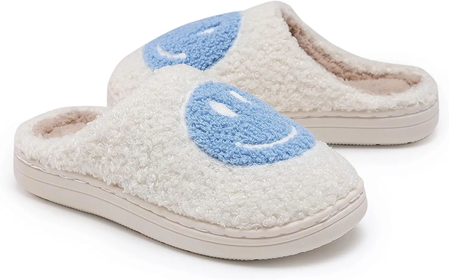 Smile Face Kids Happy Face Soft Plush Warm Slipper Anti-Slip Winter Fluffy House Shoes Soft Memory Foam Comfort Cotton Slippers Indoor and Outdoor
