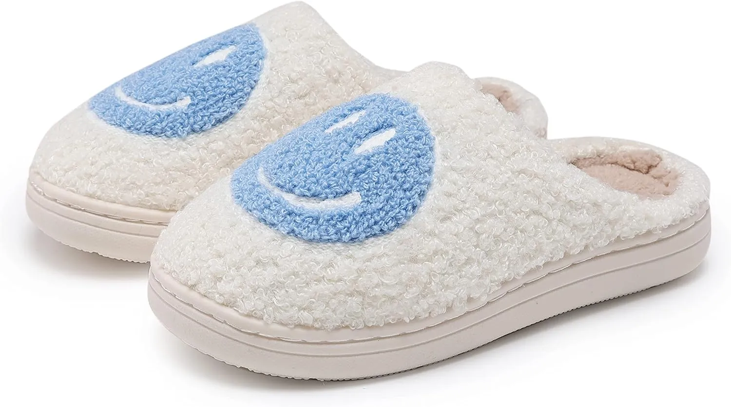 Smile Face Kids Happy Face Soft Plush Warm Slipper Anti-Slip Winter Fluffy House Shoes Soft Memory Foam Comfort Cotton Slippers Indoor and Outdoor