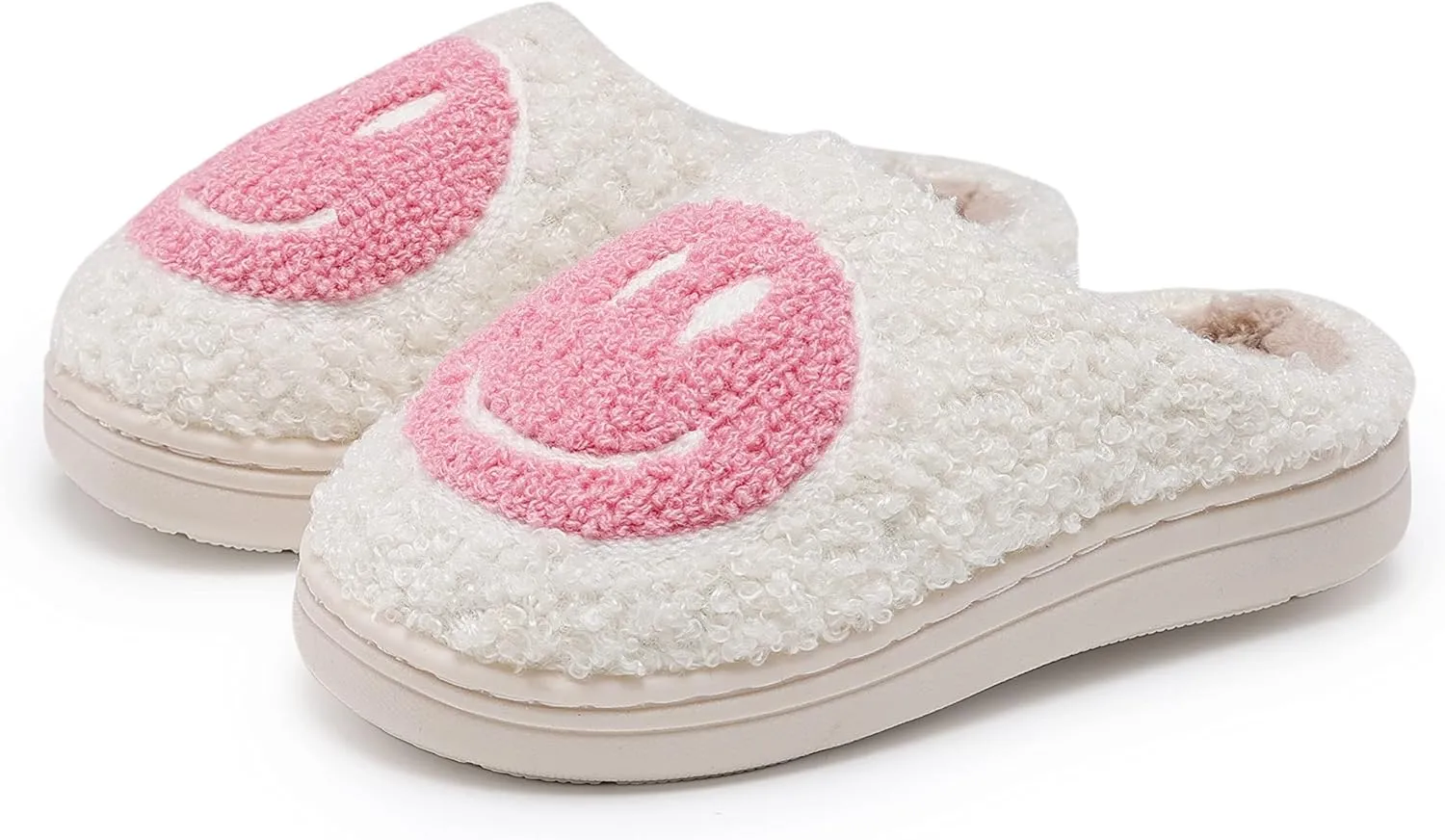Smile Face Kids Happy Face Soft Plush Warm Slipper Anti-Slip Winter Fluffy House Shoes Soft Memory Foam Comfort Cotton Slippers Indoor and Outdoor