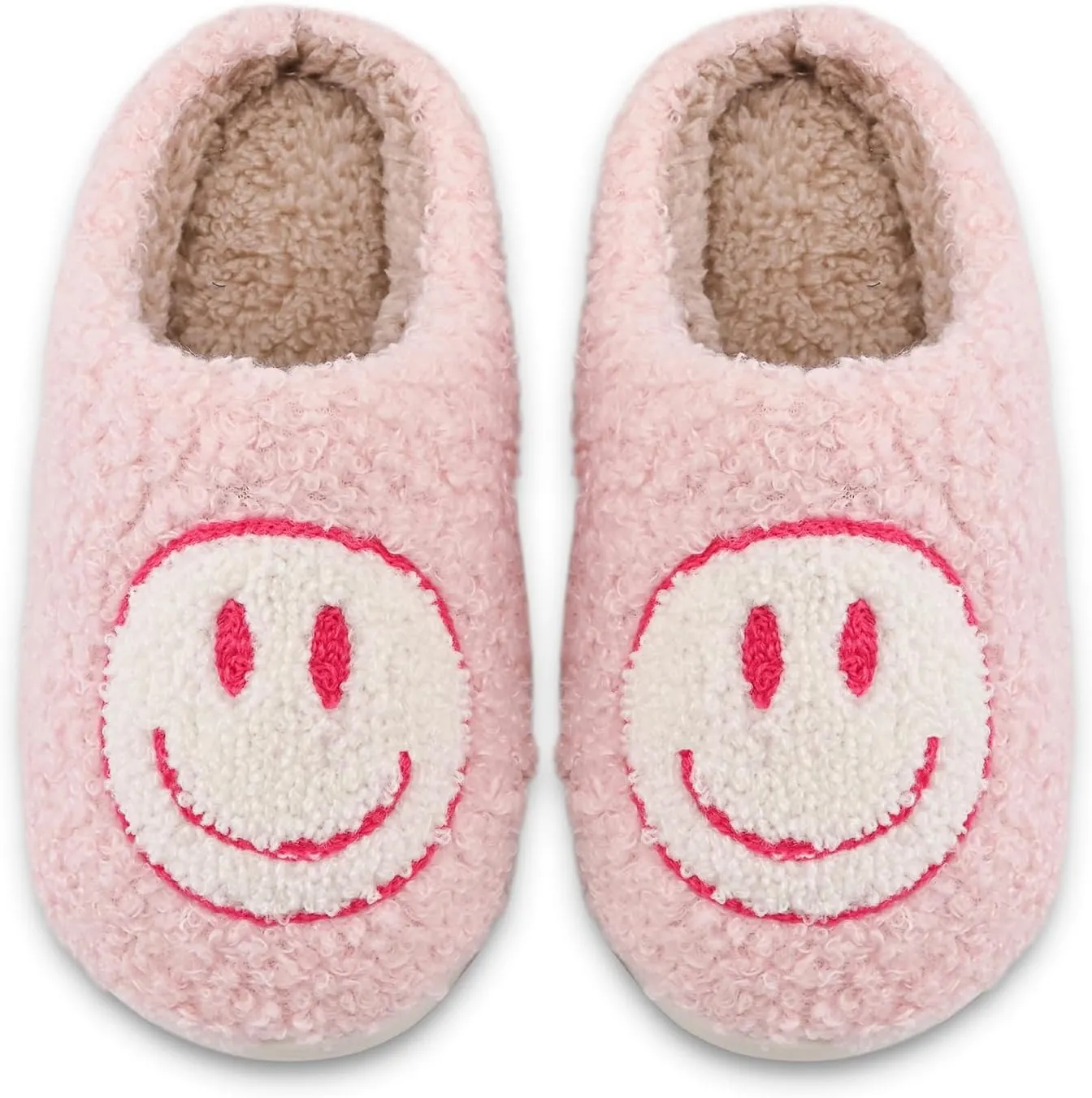 Smile Face Kids Happy Face Soft Plush Warm Slipper Anti-Slip Winter Fluffy House Shoes Soft Memory Foam Comfort Cotton Slippers Indoor and Outdoor