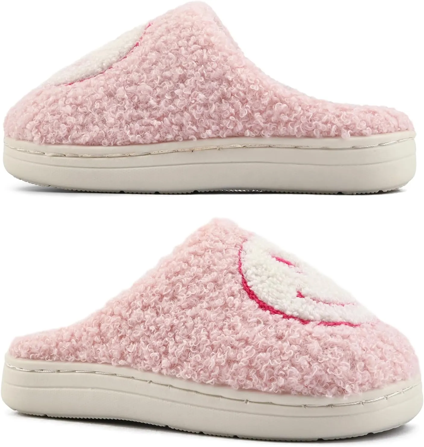 Smile Face Kids Happy Face Soft Plush Warm Slipper Anti-Slip Winter Fluffy House Shoes Soft Memory Foam Comfort Cotton Slippers Indoor and Outdoor