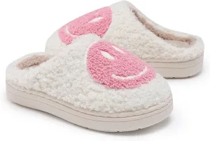 Smile Face Kids Happy Face Soft Plush Warm Slipper Anti-Slip Winter Fluffy House Shoes Soft Memory Foam Comfort Cotton Slippers Indoor and Outdoor