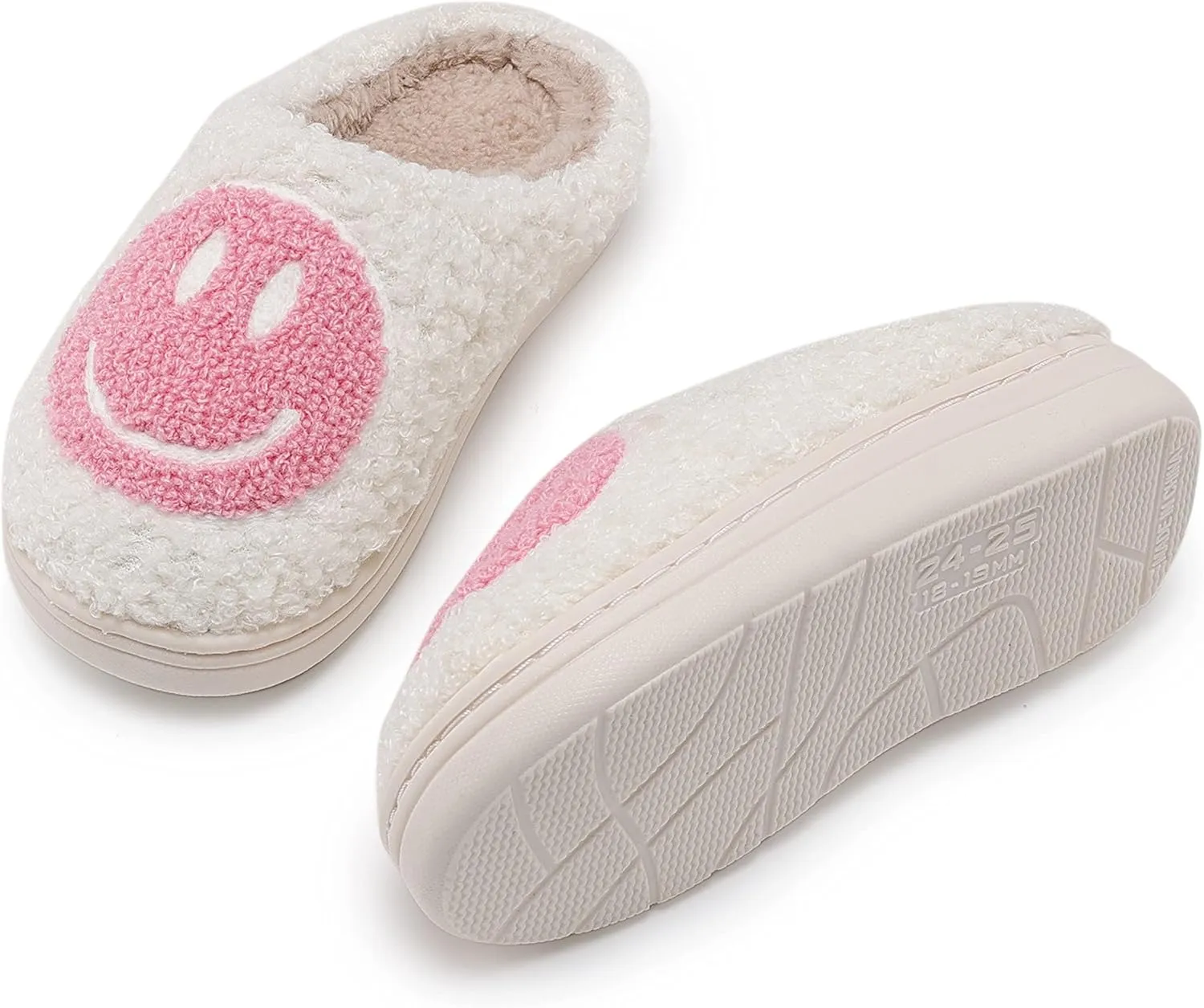 Smile Face Kids Happy Face Soft Plush Warm Slipper Anti-Slip Winter Fluffy House Shoes Soft Memory Foam Comfort Cotton Slippers Indoor and Outdoor