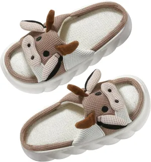 SnugSole Fuzzy Cow Slippers for Women, Cotton Cartoon Cute Animal Slippers for Men Women