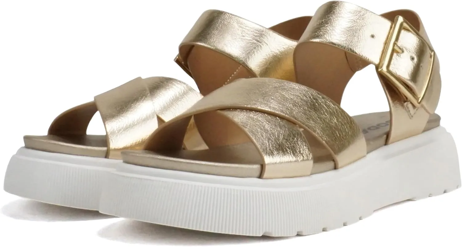 Soda “Carter” ~ Women Open Round Toe Crisscross Upper Lug Sole Platform Sandal with Adjustable Ankle Strap