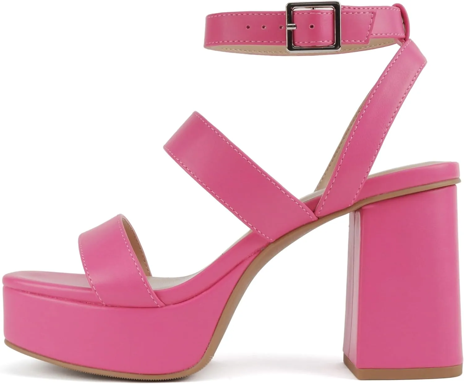 Soda “Dudley” ~ Women Square Toe Multi Band High Heel Platform Dress Sandal with Adjustable Ankle Strap