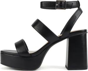 Soda “Dudley” ~ Women Square Toe Multi Band High Heel Platform Dress Sandal with Adjustable Ankle Strap