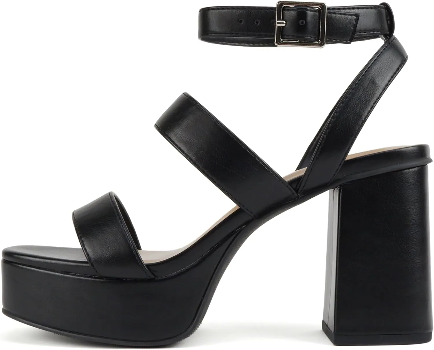 Soda “Dudley” ~ Women Square Toe Multi Band High Heel Platform Dress Sandal with Adjustable Ankle Strap