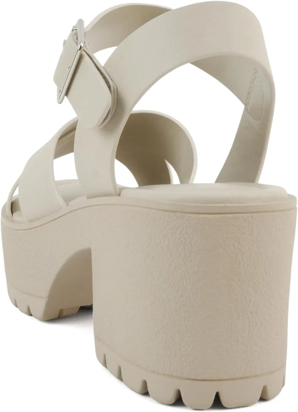 Soda “Joey” ~ Women Open Toe Criss Cross Strap Mid Heel Sandal with Adjustable Ankle Strap