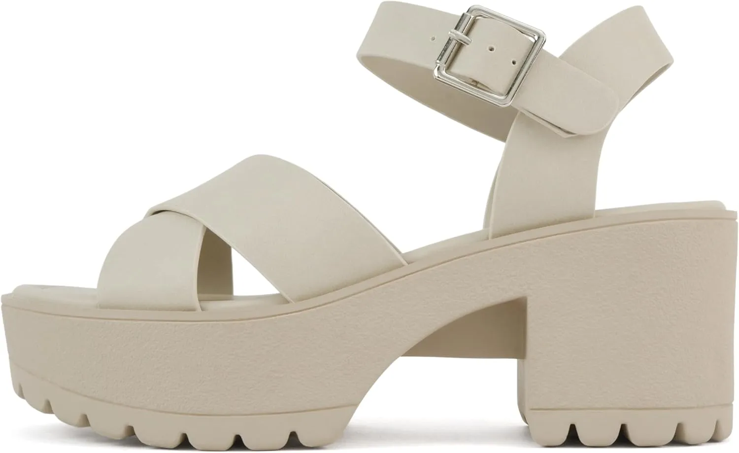 Soda “Joey” ~ Women Open Toe Criss Cross Strap Mid Heel Sandal with Adjustable Ankle Strap