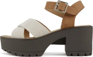 Soda “Joey” ~ Women Open Toe Criss Cross Strap Mid Heel Sandal with Adjustable Ankle Strap