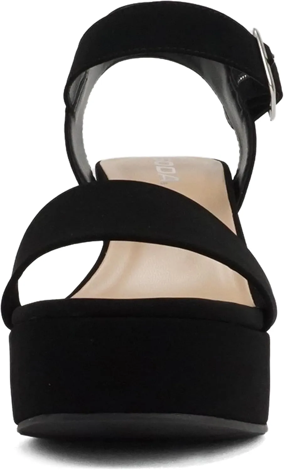 Soda “MACEY” ~ Women Open Square Toe Single Band High Heel Platform Dress Sandal with Adjustable Ankle Strap