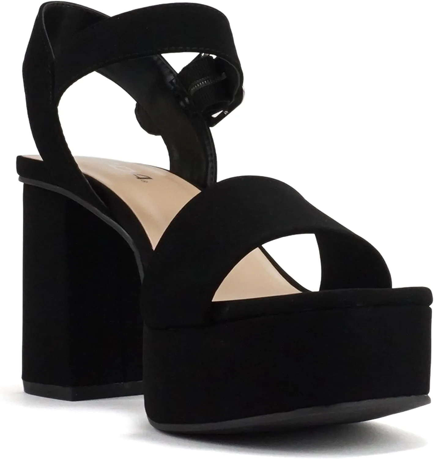 Soda “MACEY” ~ Women Open Square Toe Single Band High Heel Platform Dress Sandal with Adjustable Ankle Strap