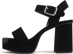Soda “MACEY” ~ Women Open Square Toe Single Band High Heel Platform Dress Sandal with Adjustable Ankle Strap