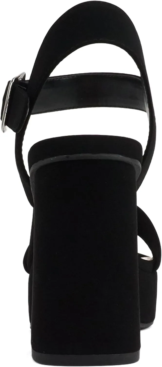 Soda “MACEY” ~ Women Open Square Toe Single Band High Heel Platform Dress Sandal with Adjustable Ankle Strap