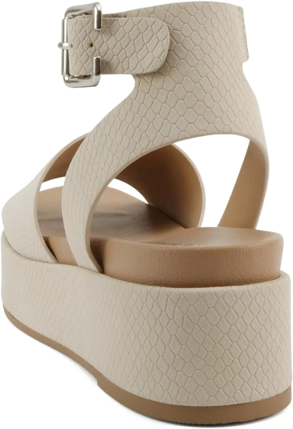 Soda “Magic” ~ Women Round Toe Single Band Platform Sandal with Adjustable Ankle Strap