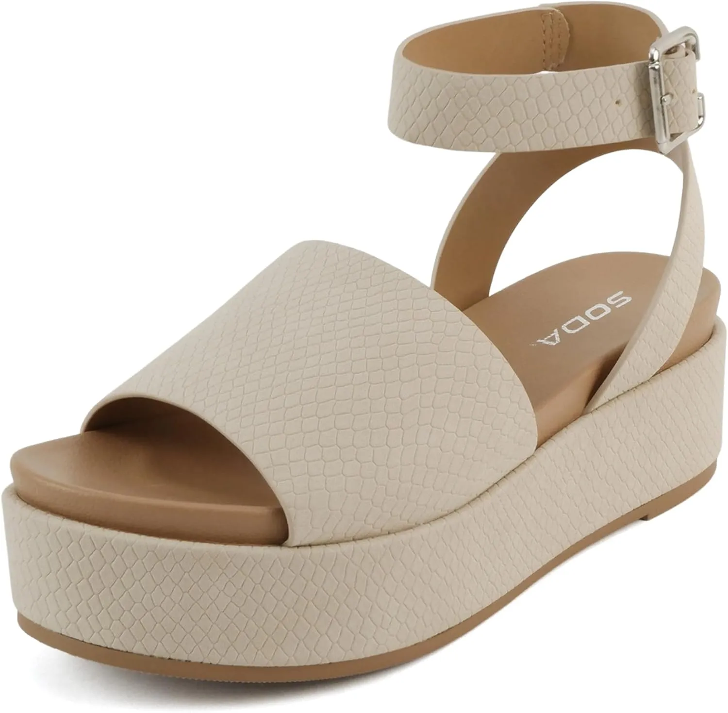 Soda “Magic” ~ Women Round Toe Single Band Platform Sandal with Adjustable Ankle Strap