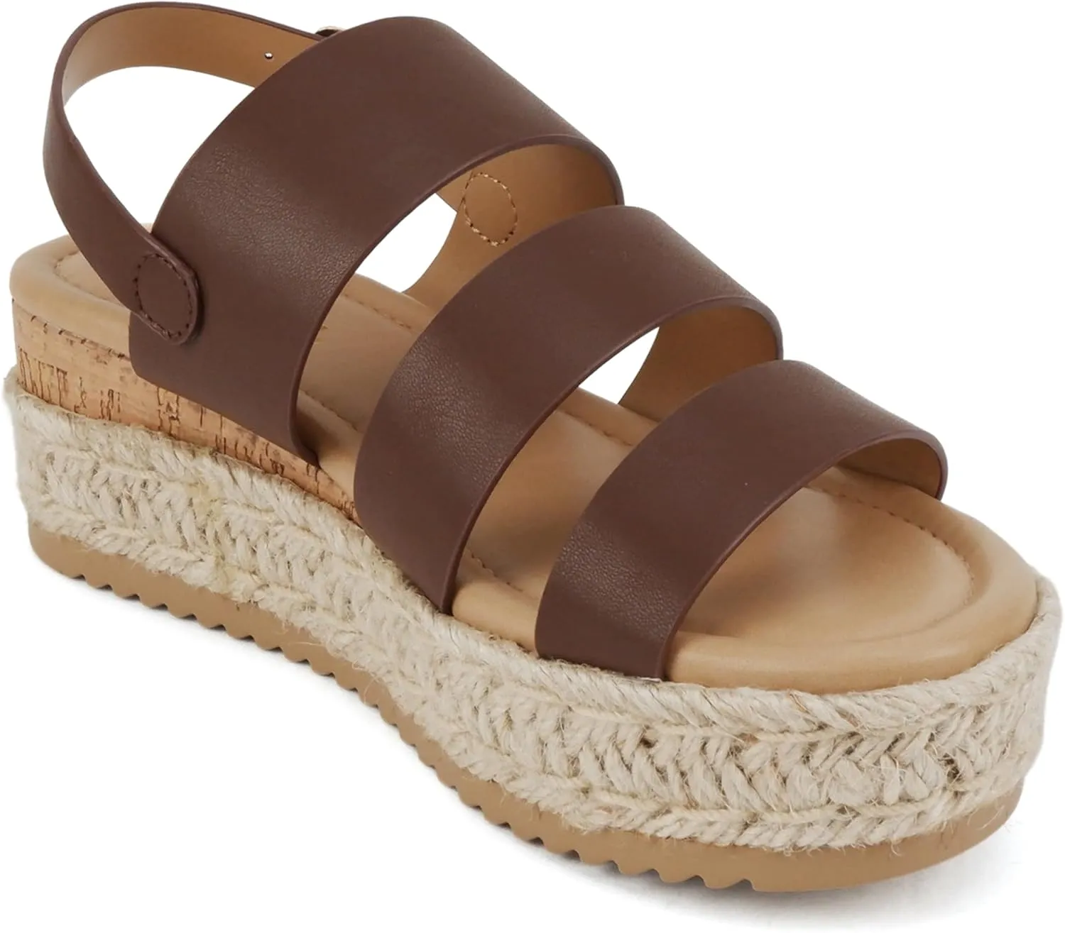 Soda “Resin” ~ Women Round Toe Multi Strap Low Heel Espadrille Wedge Sandal with Adjustable Ankle Strap