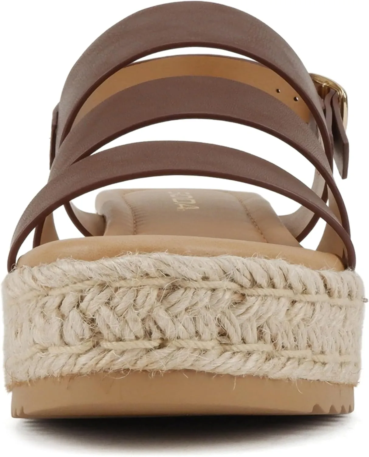 Soda “Resin” ~ Women Round Toe Multi Strap Low Heel Espadrille Wedge Sandal with Adjustable Ankle Strap