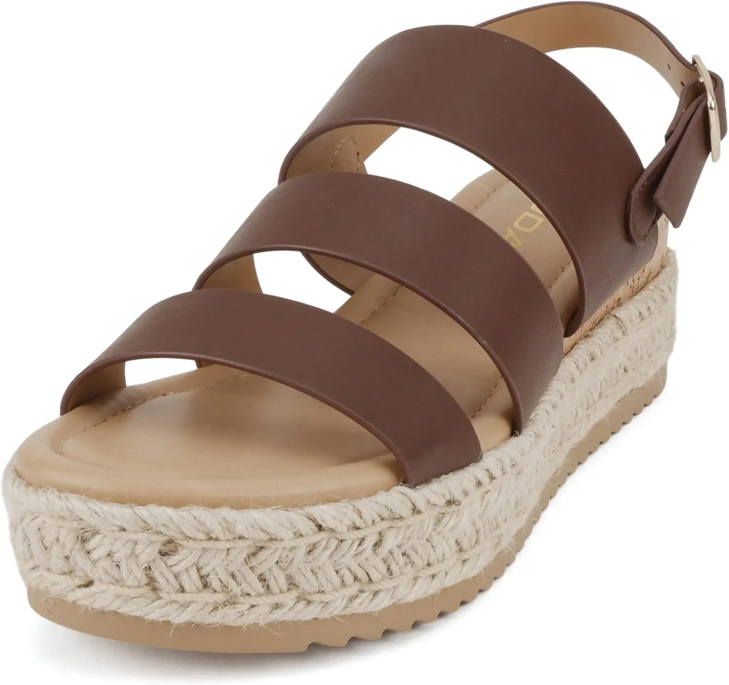Soda “Resin” ~ Women Round Toe Multi Strap Low Heel Espadrille Wedge Sandal with Adjustable Ankle Strap