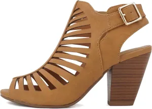 Soda Shaky ~ Women Open Toe High Cone Heel Gladiator Sandal with Adjustable Ankle Strap