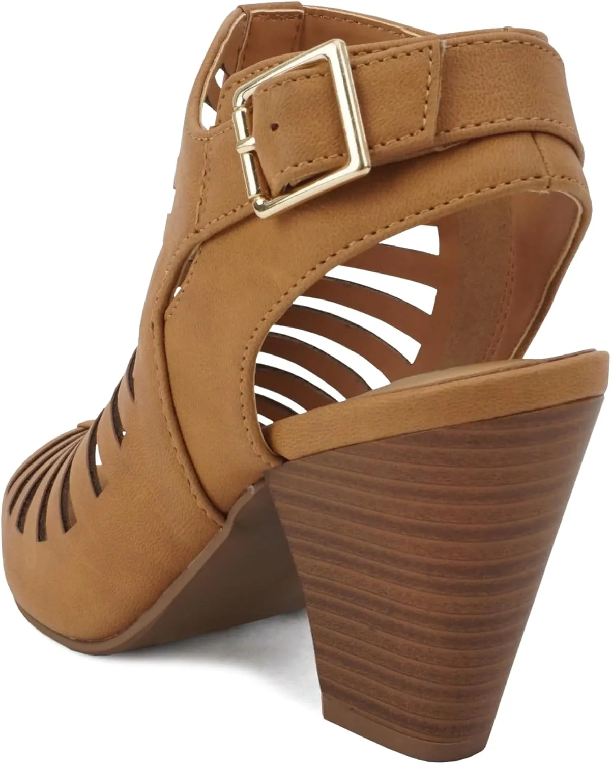 Soda Shaky ~ Women Open Toe High Cone Heel Gladiator Sandal with Adjustable Ankle Strap