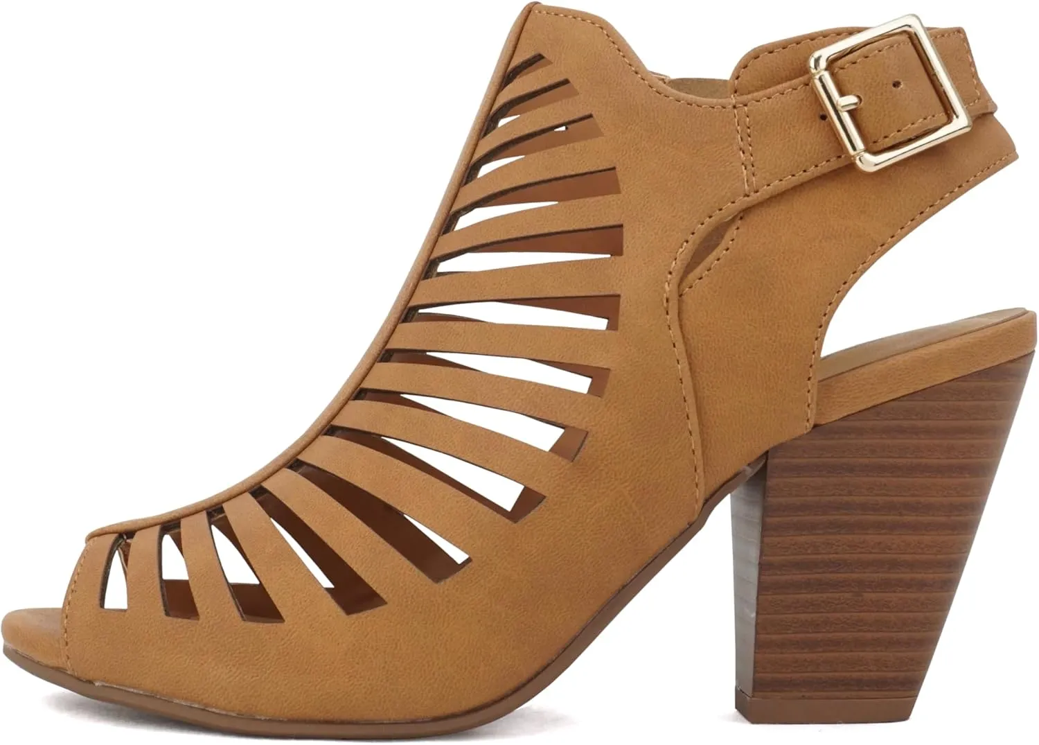 Soda Shaky ~ Women Open Toe High Cone Heel Gladiator Sandal with Adjustable Ankle Strap