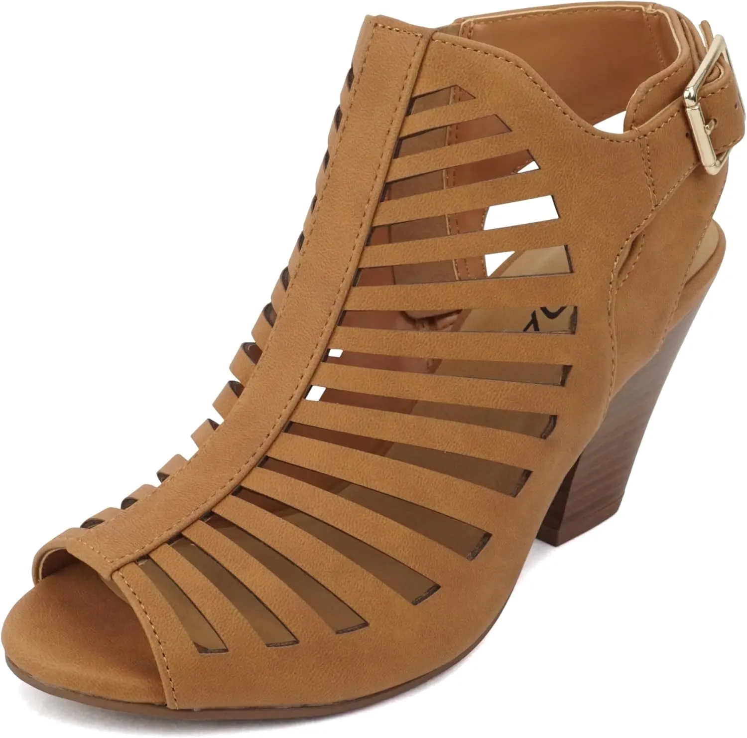 Soda Shaky ~ Women Open Toe High Cone Heel Gladiator Sandal with Adjustable Ankle Strap