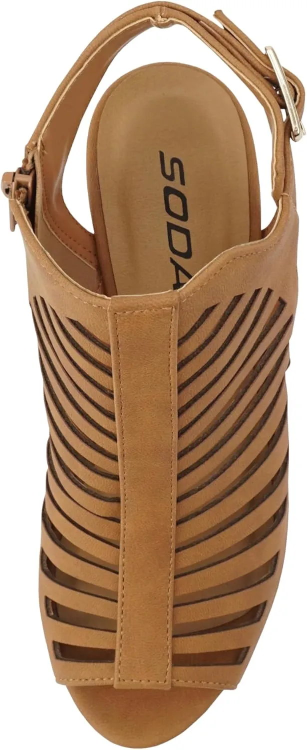 Soda Shaky ~ Women Open Toe High Cone Heel Gladiator Sandal with Adjustable Ankle Strap