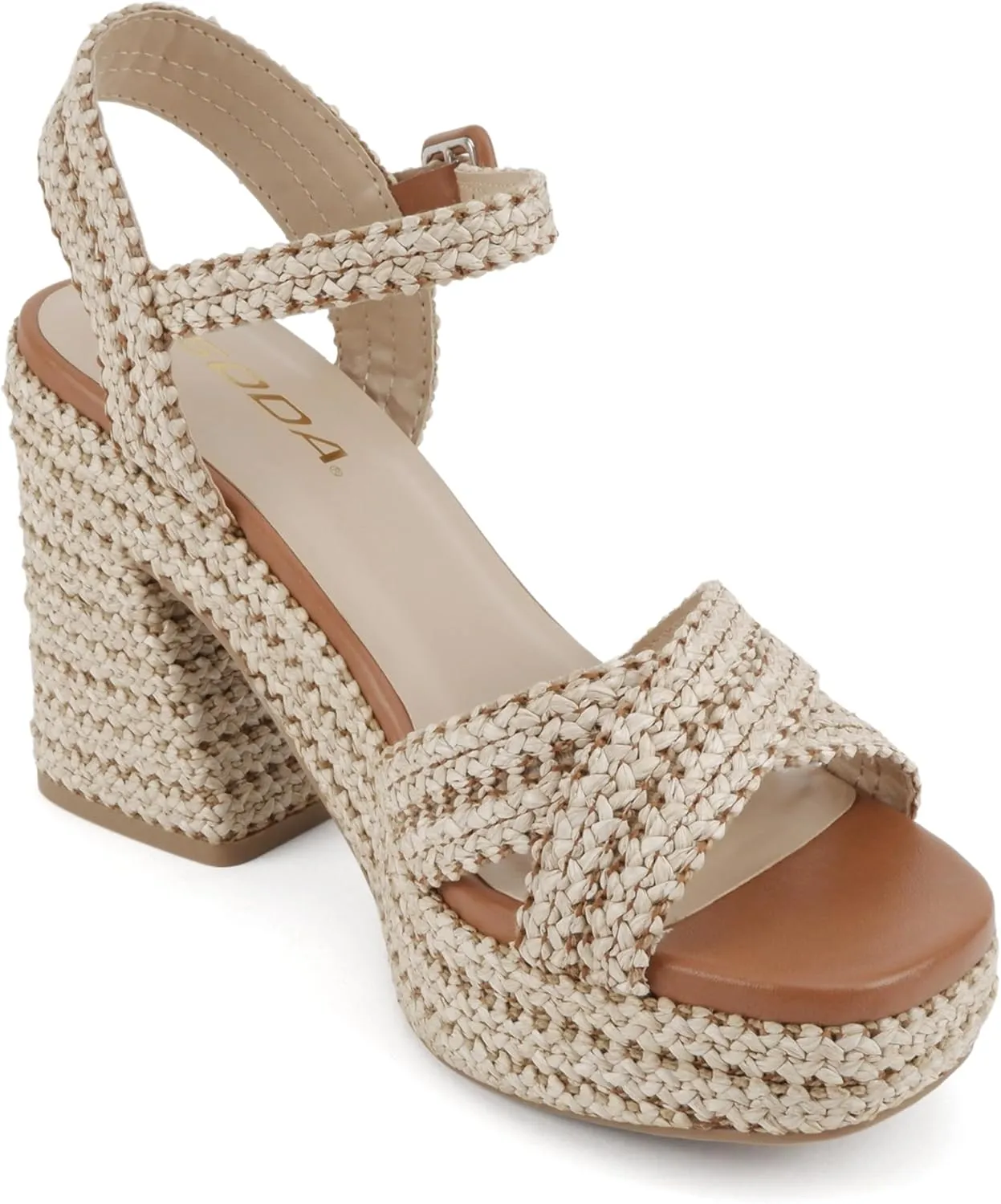 Soda “Yara” ~ Square Open Toe Crisscross Band Ankle Strap High Heel Sandal