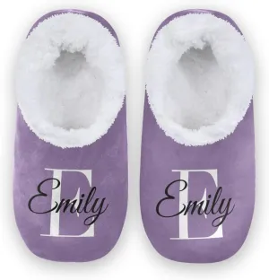 Solid Color Personalized House Slippers for Women Custom Women's Fuzzy Slippers for Indoor Outdoor Slippers with Fleece Lining Winter Slippers Bedroom Shoes for Men