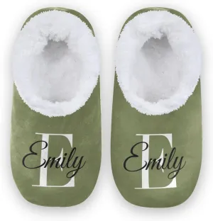 Solid Color Personalized House Slippers for Women Custom Women's Fuzzy Slippers for Indoor Outdoor Slippers with Fleece Lining Winter Slippers Bedroom Shoes for Men