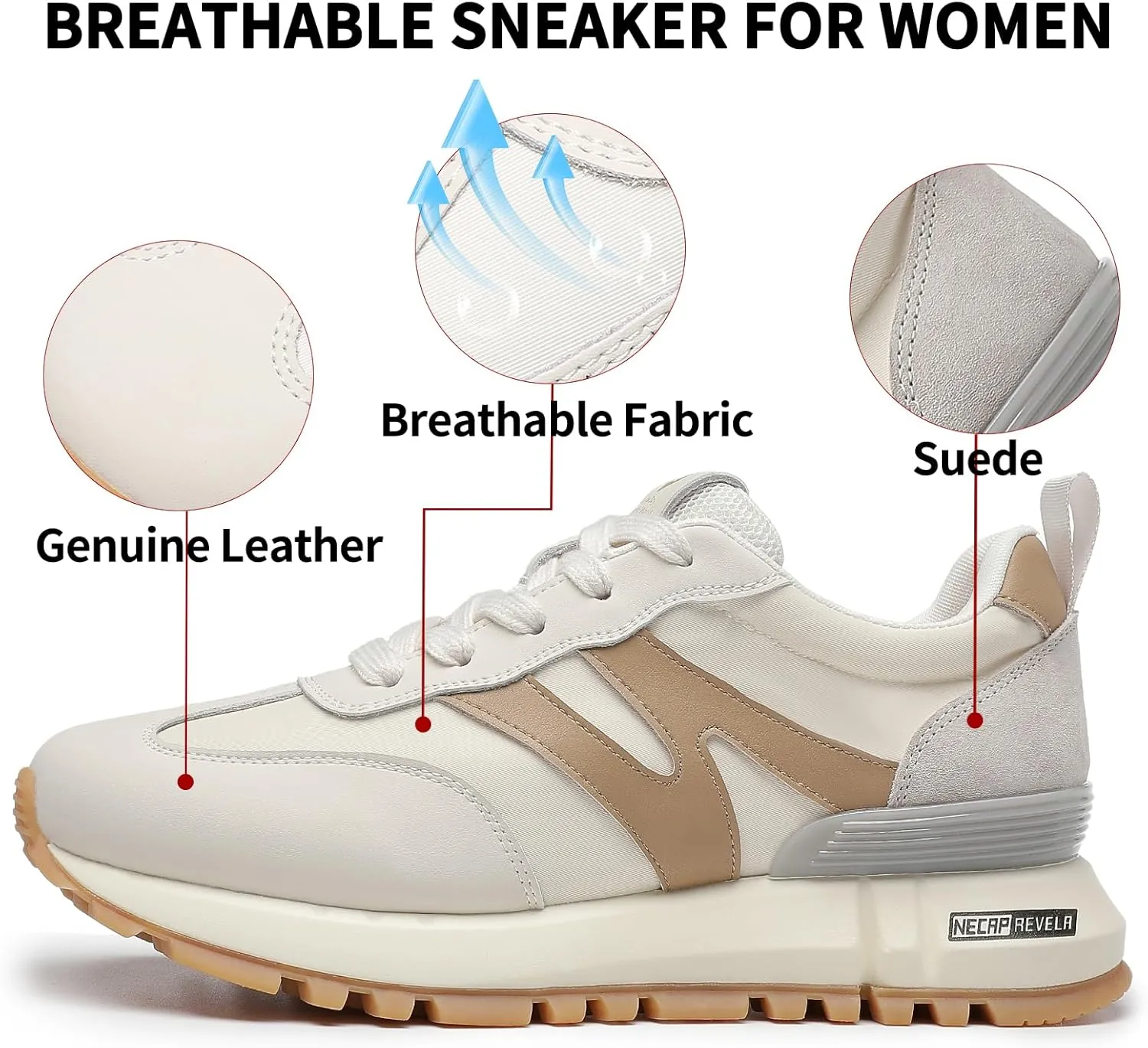 somiliss Sneakers for Women Genuine Leather Suede Patchwork Casual Lace Up Non-Slip Walking Shoes Comfortable Tennis Running Shoes Womens Fashion Sneakers