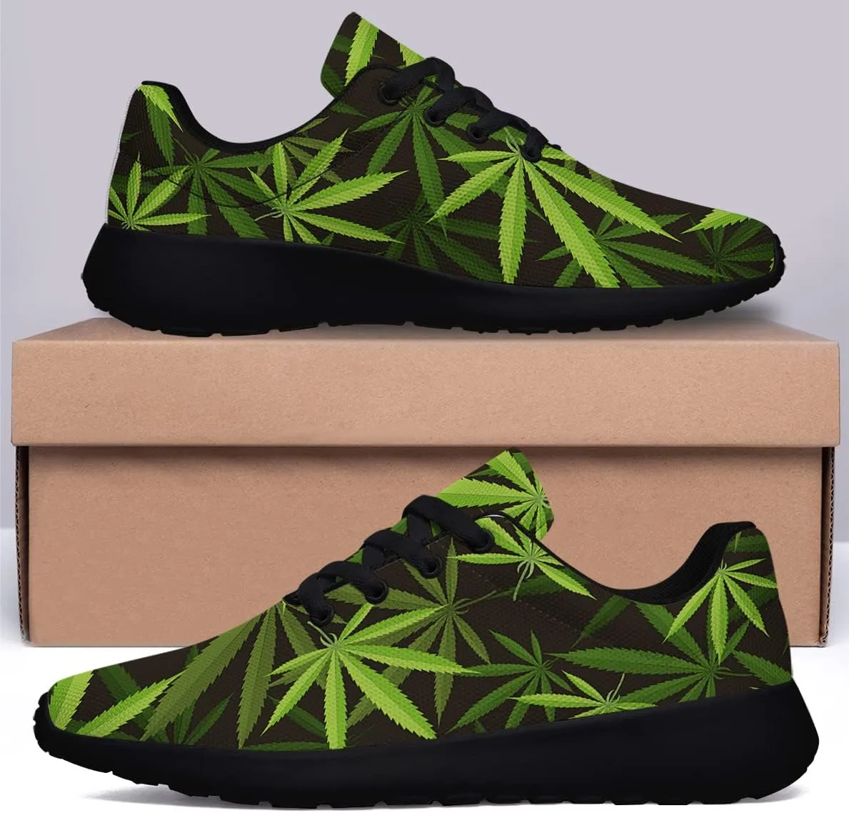 Sonzj-II Marijuana Shoes Men Women Custom Fashion Pot Leaf 420 Weed Sneakers Cannabis Leaf Running Tennis Shoes