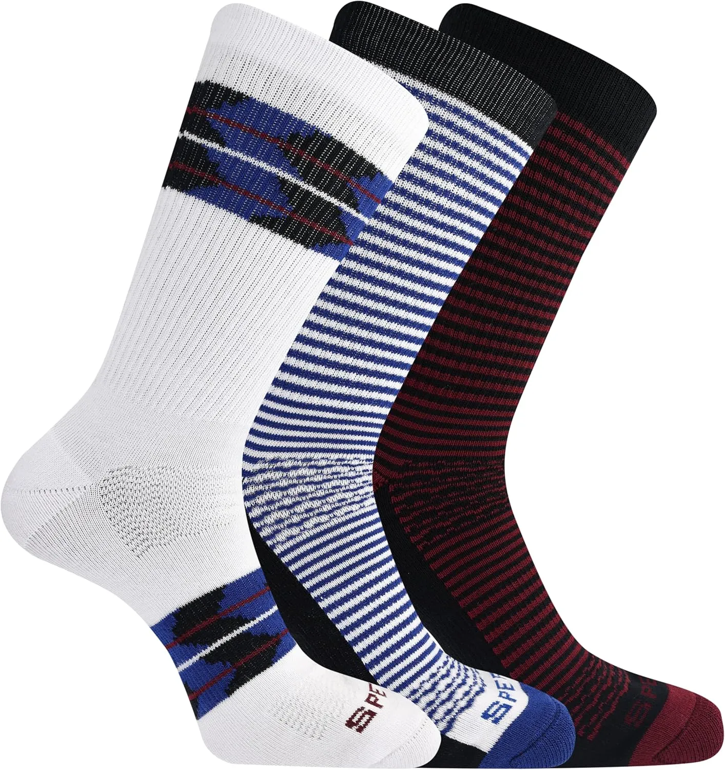 Sperry Men's Cotton Boat Crew Socks-3 Pair Pack-Arch Support and Comfort Footbed Cushioning